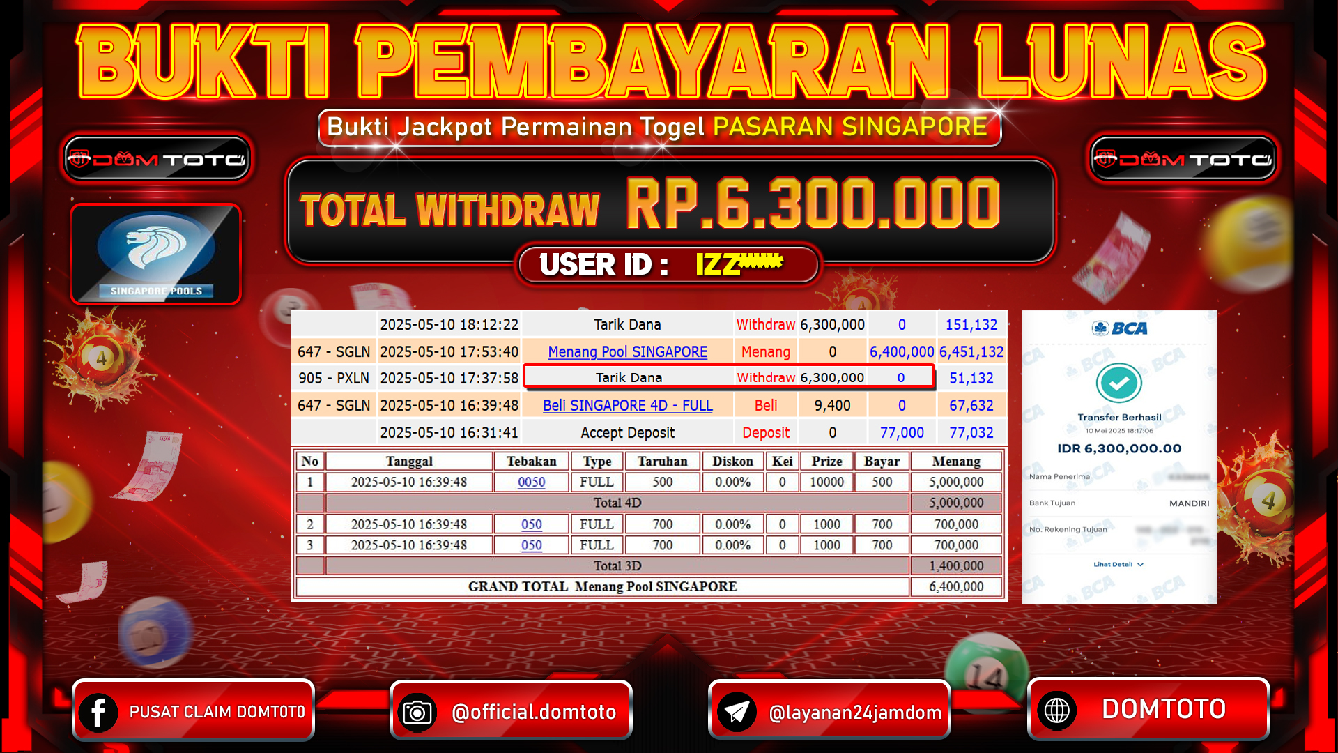 JACKPOT TOGEL PASARAN SINGAPORE 10 MEI 2025